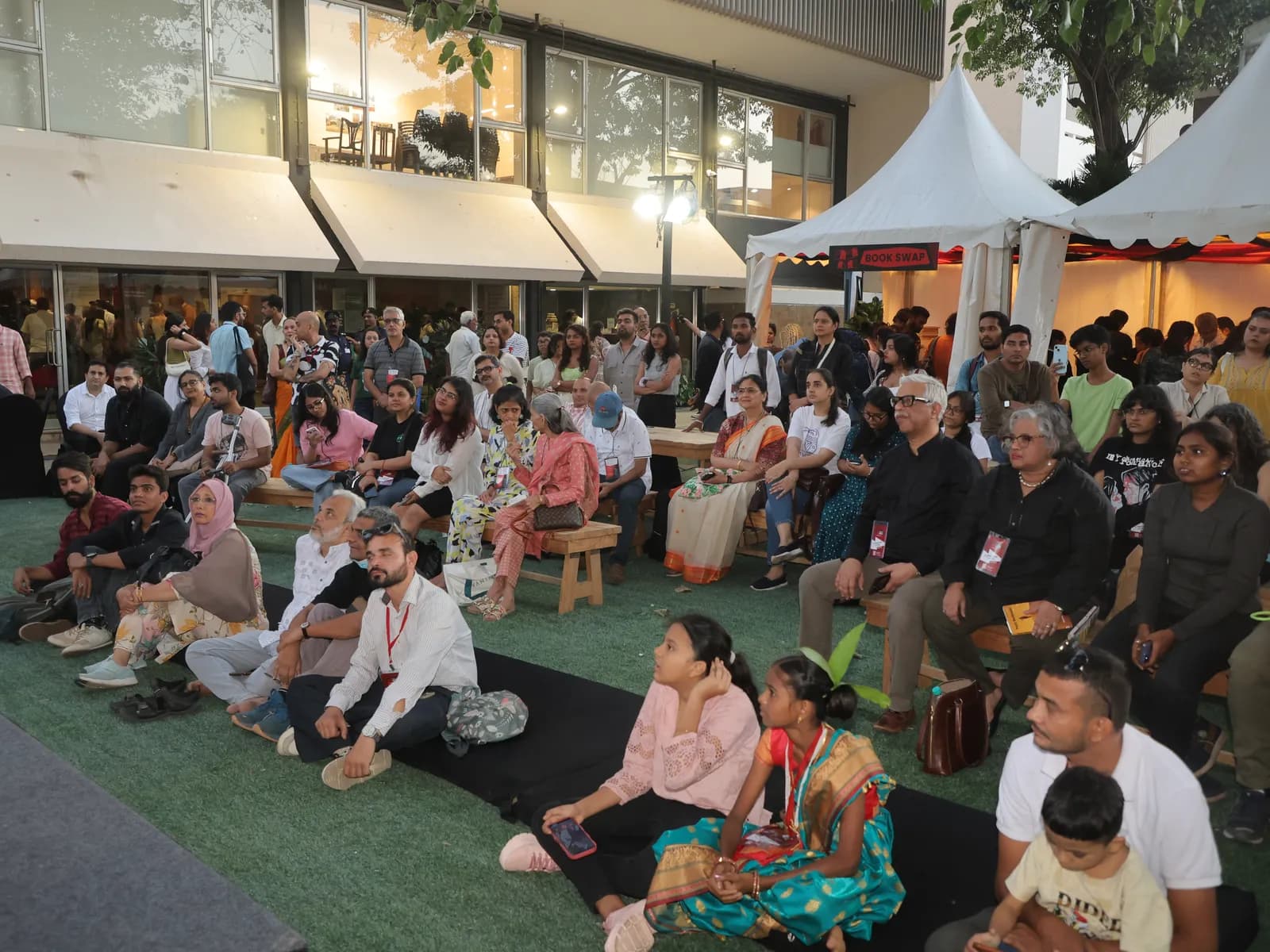 The audience on the lawn at the NCPA during Literature Live!