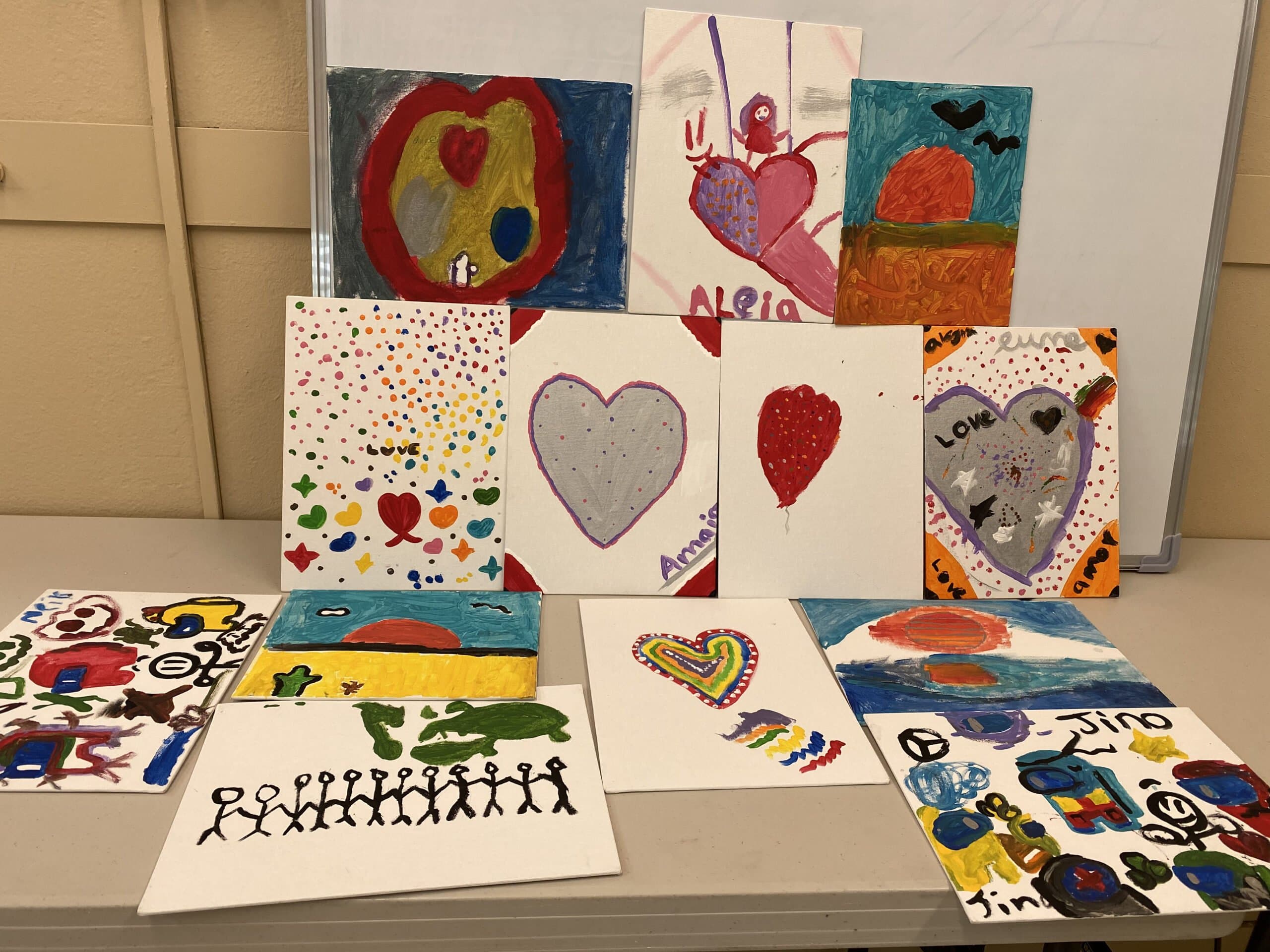 Heart-themed artwork by LLP Youth Club participants