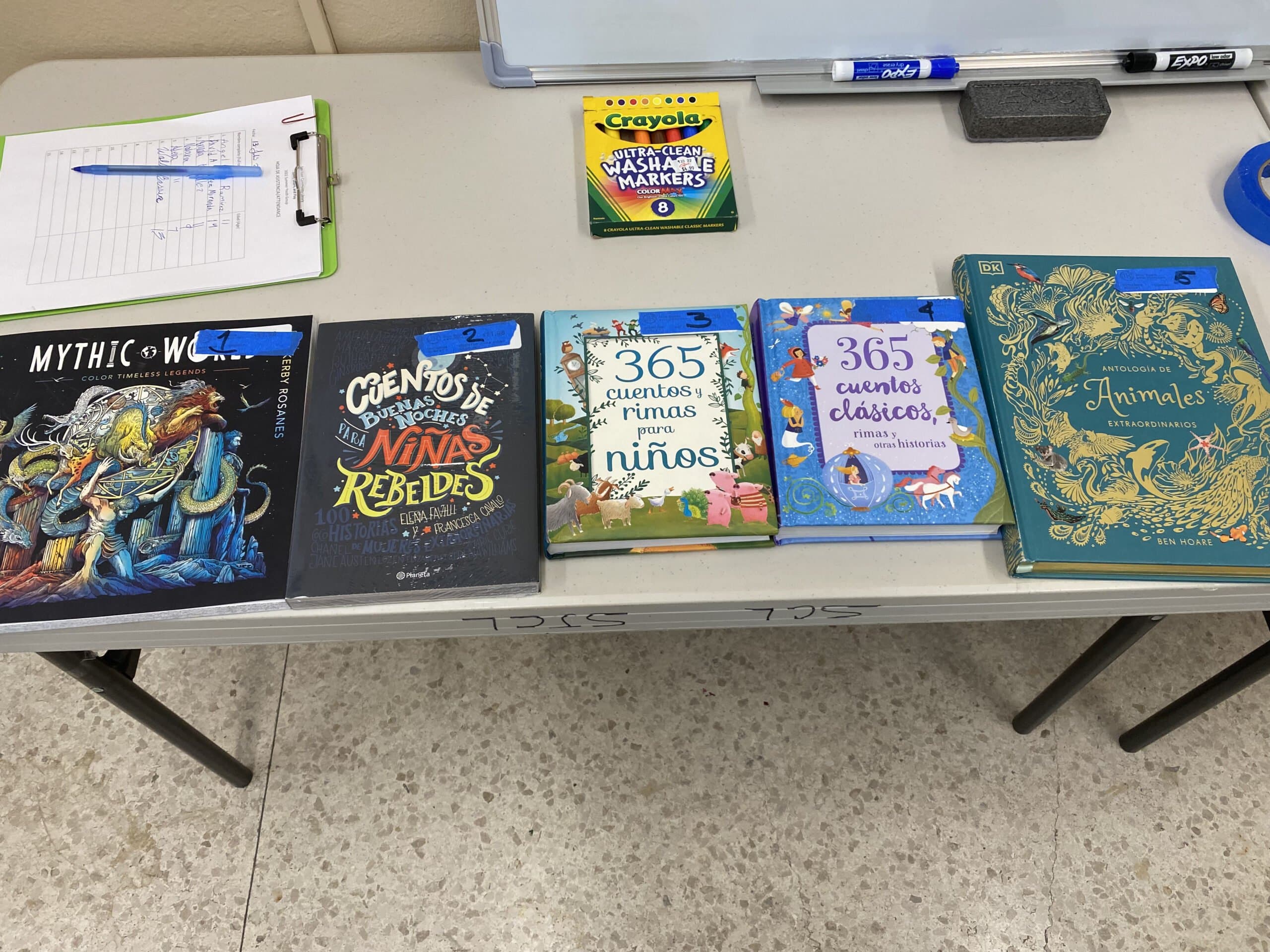 Children presenting their work at the library