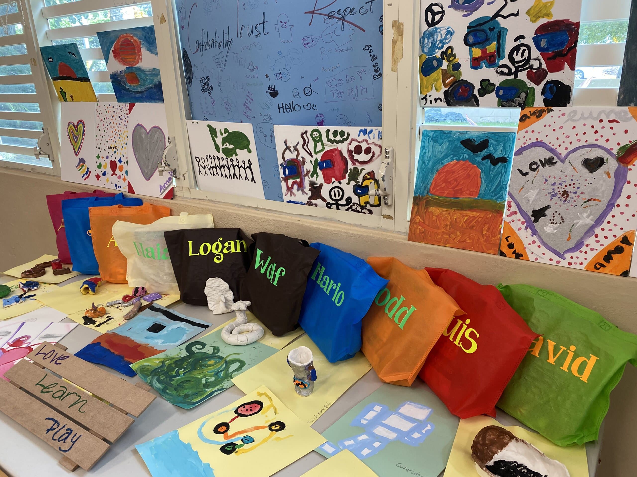 Summer program participants with their projects