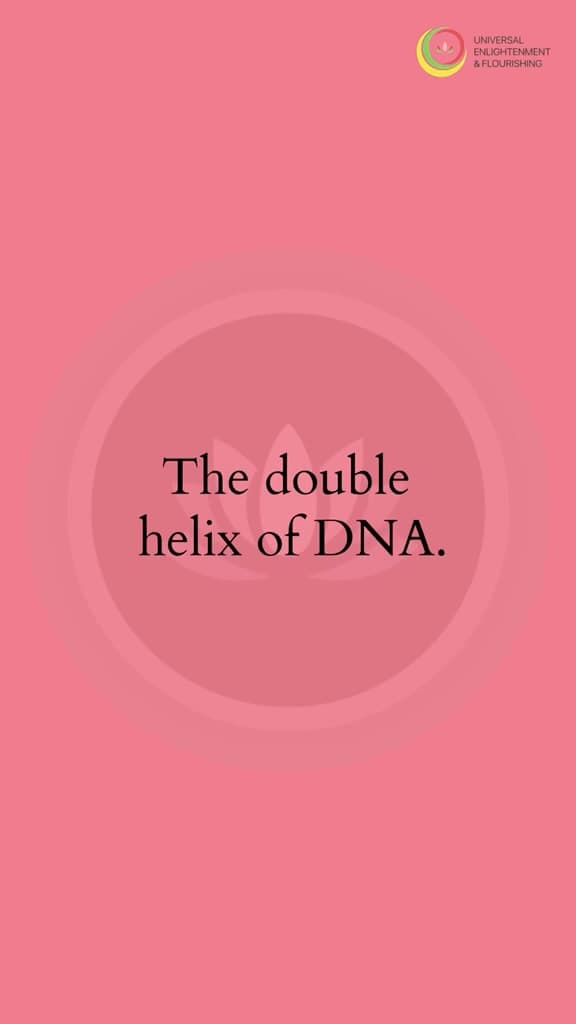 The reel’s opening frame: “The double helix of DNA.” in black on coral pink.
