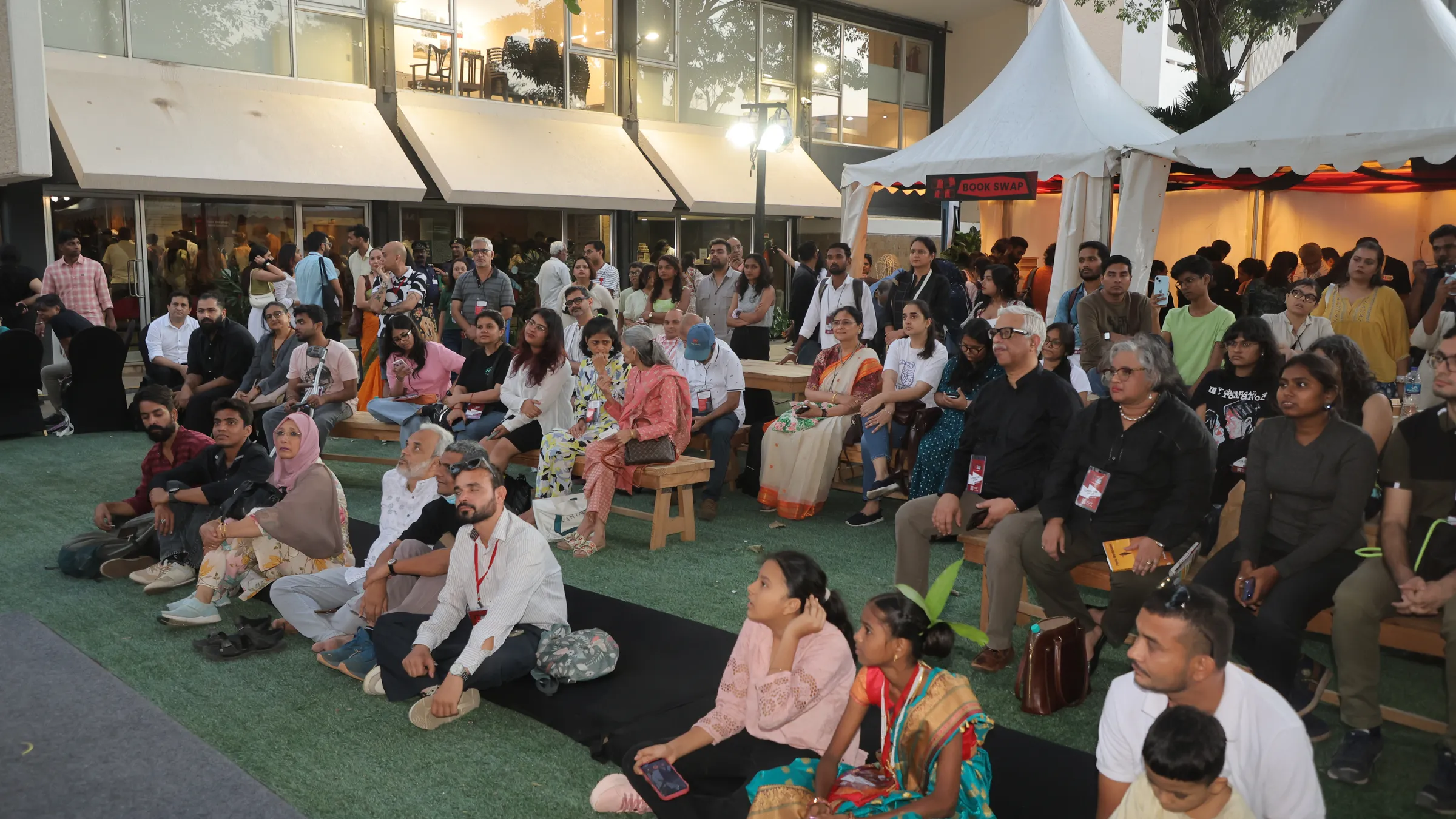 The audience on the lawn at the NCPA during Literature Live!